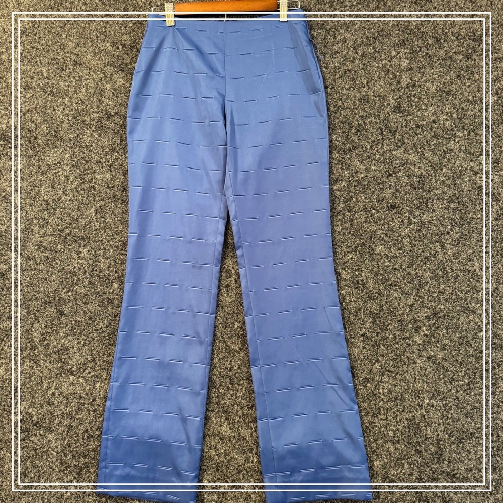 NWT Versace Jeans Couture Women Blue Textured Wide Leg Pants Italian Size 42